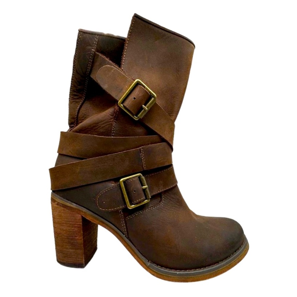 Jeffrey Campbell Ibiza Last handmade leather strap boots brown women’s size 7.5